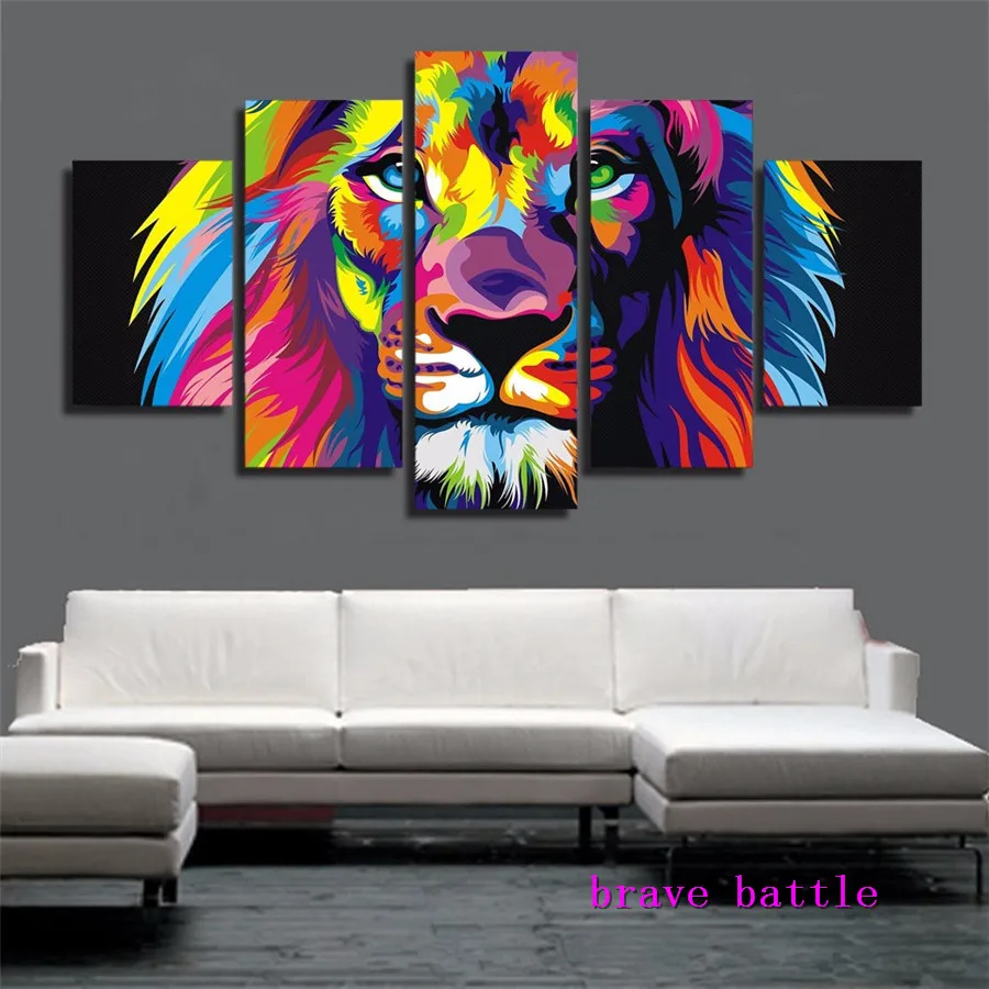 Colorful Lion Canvas Painting Living Room Home Decor Modern Mural Art Oil | Дом и сад