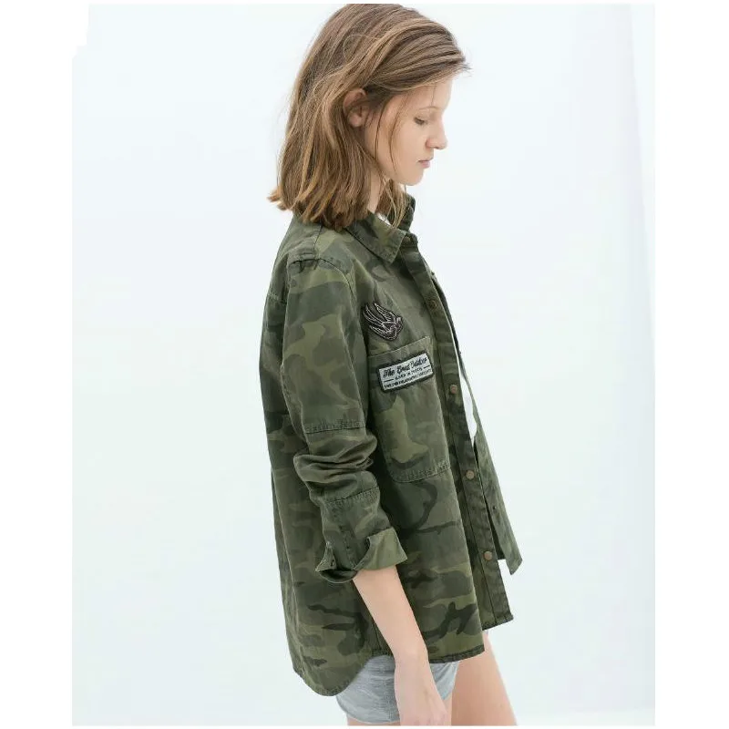 Камуфляжные весенние женские куртки однобортные пальто для женщин военные с