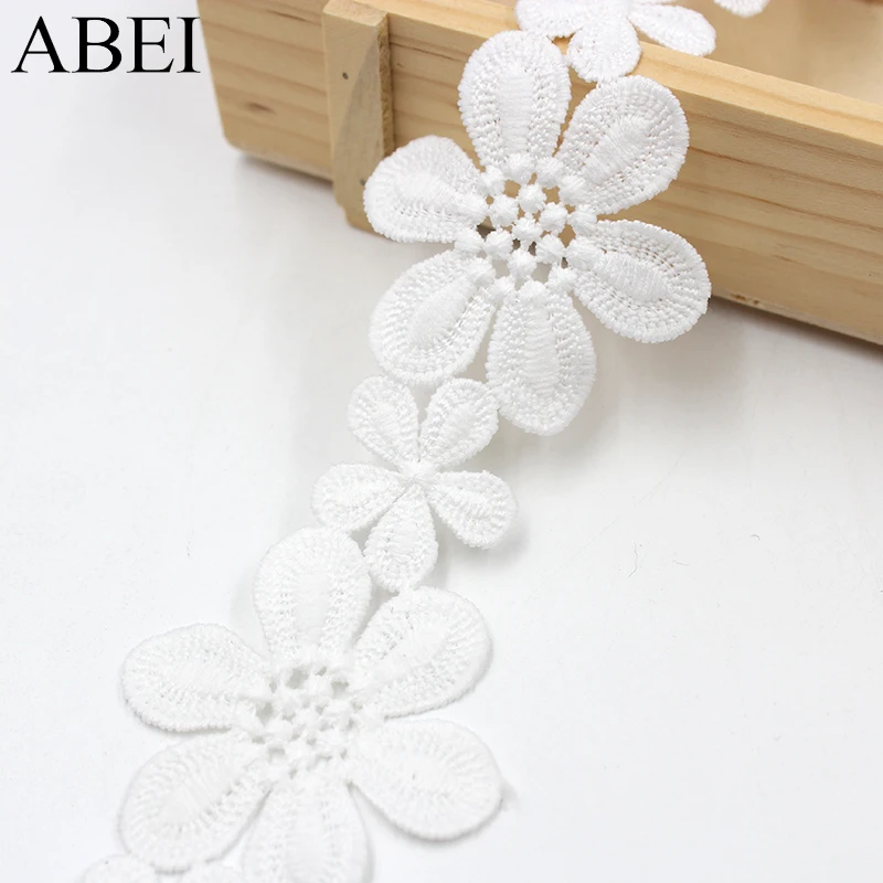 5 ярдов/партия черно белые кружевные планки из полиэстера с вышивкой для