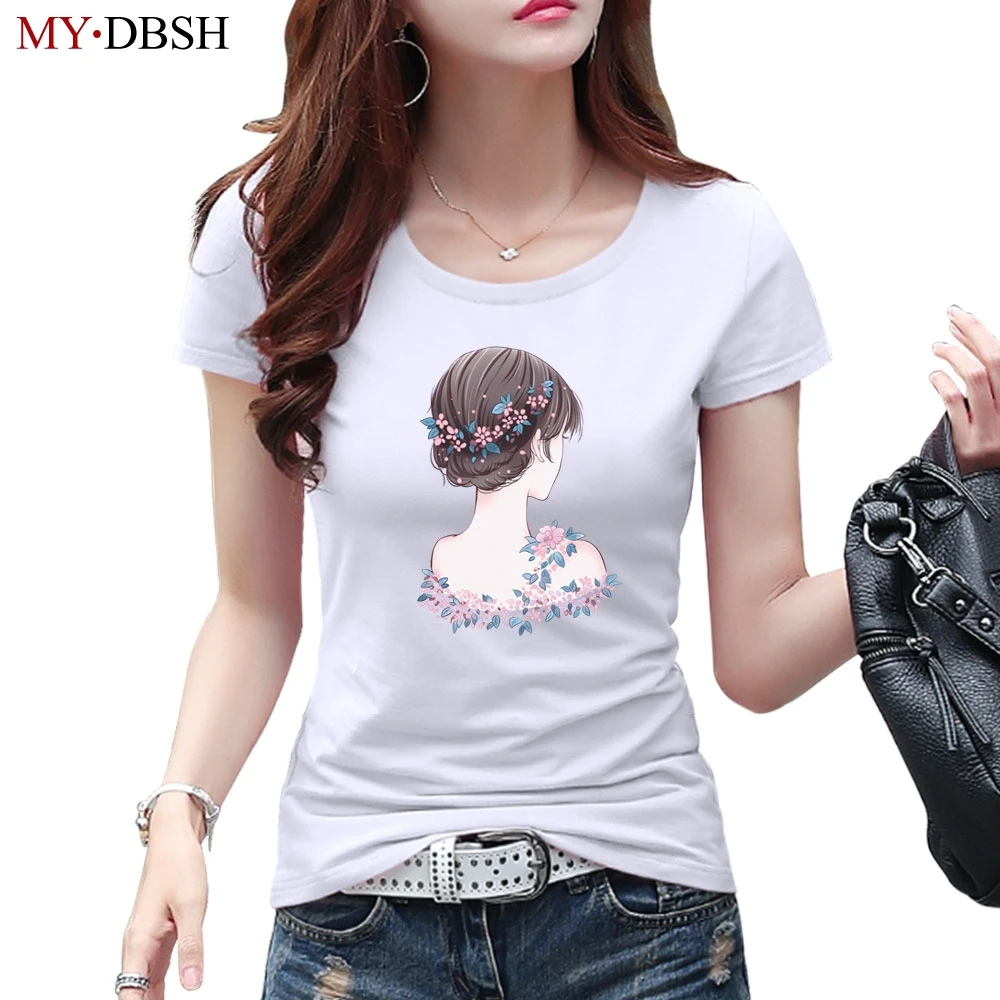 Новинка 2021 модные женские футболки милые топы с принтом для девочек коротким