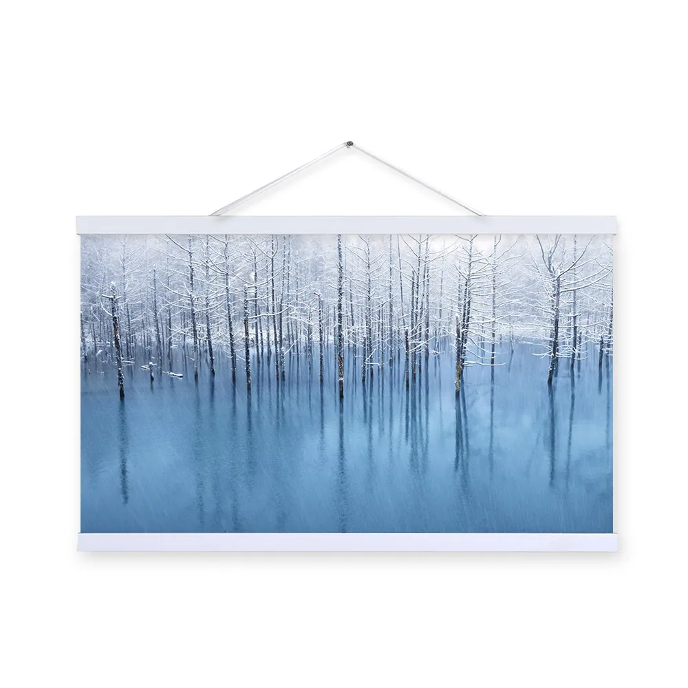 Синий белый современный минималистичный фон для фотосъемки Снежный пейзаж принт