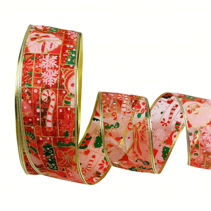20 ярдов Рождество Санта Клаус Снеговик полоса блестящая Проводная лента торты