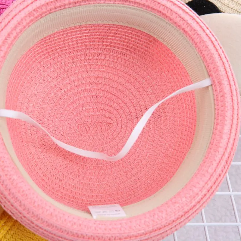 Детская летняя соломенная шляпа с запонками в виде милой панды мультяшная от