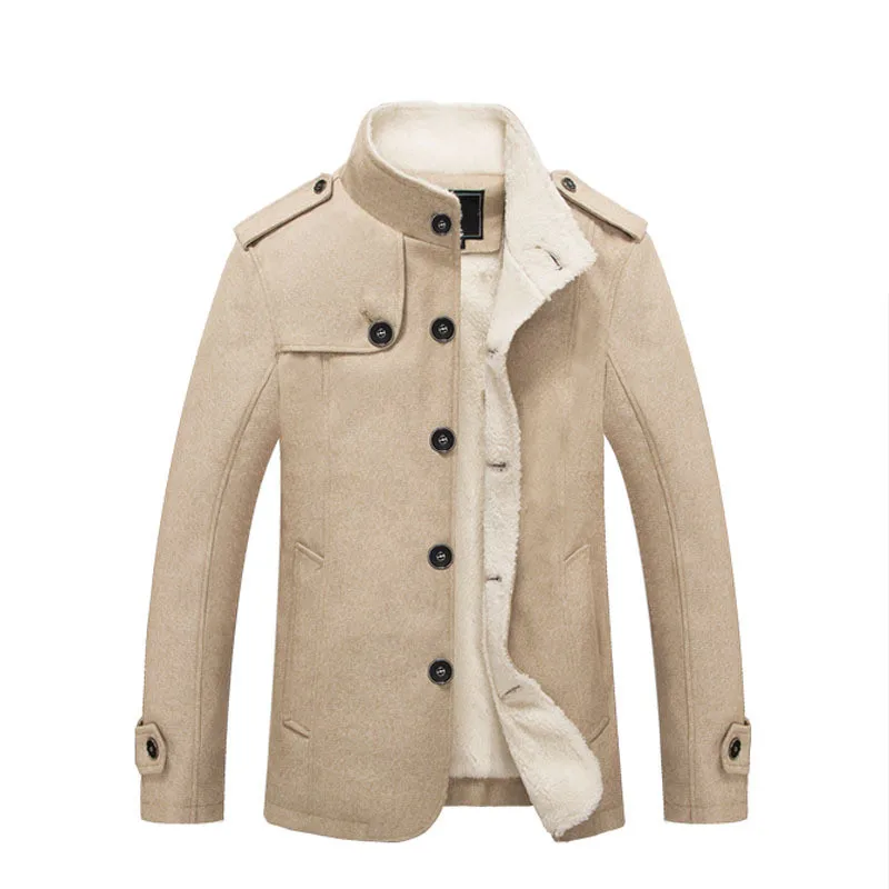 Hiver Hommes Manteau De Mode Marque Vetements Polaire Double Chaud Epais Pardessus De Laine Male Laine Manteau de Melange Hommes