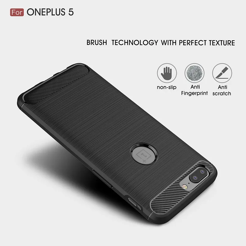 Oneplus 5 case Luxury carbon fiber Brushed phone cases For silicone PU material back cover One plus coque |