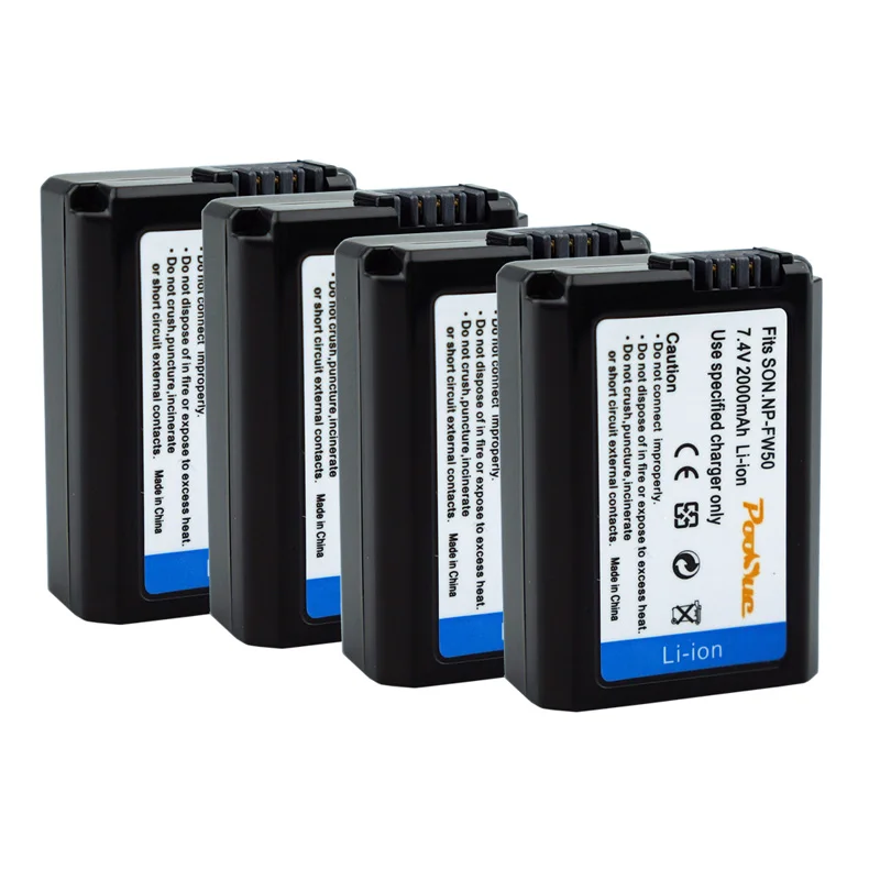 4xbatteries 14.8Wh NP-FW50 NP FW50 FW50 Батарея для sony Alpha 7 a7II a5000 a6000 A7R a3000 A55 SLT-a33 NEX-7 NEX-5N NEX-5R NEX-F3 DSC-RX10 - Цвет: 4xbatteries