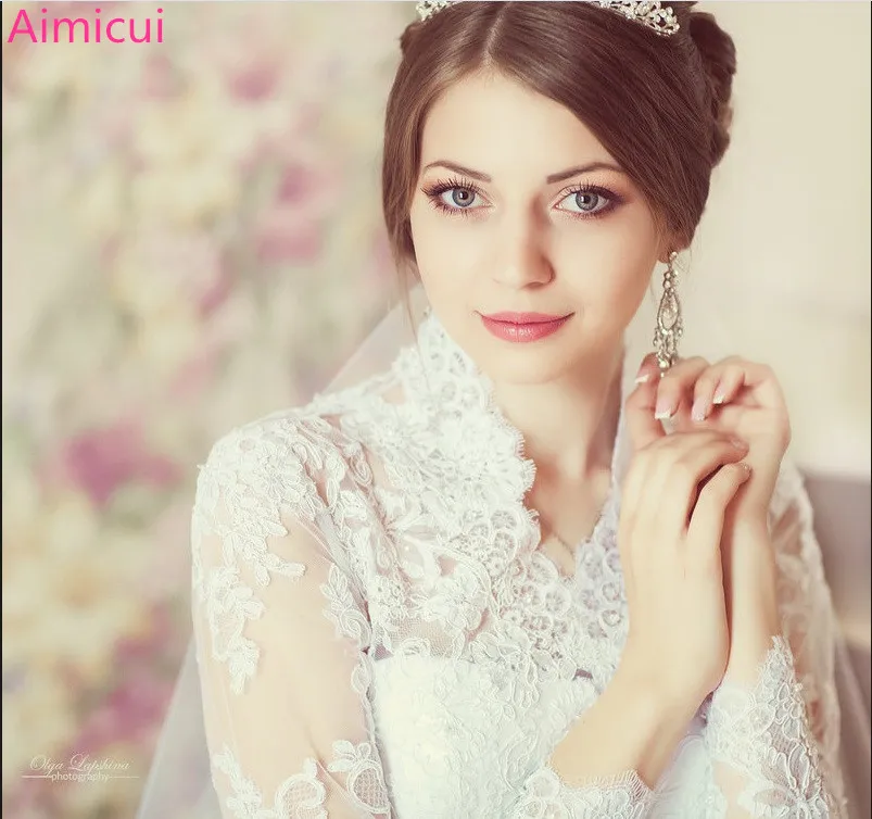 Женское кружевное свадебное платье it's yiiya белое винтажное с длинным рукавом и