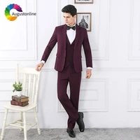 burgundy men suits for wedding best man blazers jacket slim fit groom tuxedos slim fit best man suits with pants 3 pieces ternos