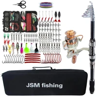 fishing rod combo tools kit spinning telescopic fishing rod reel set with line lures hooks fishing bag accessories