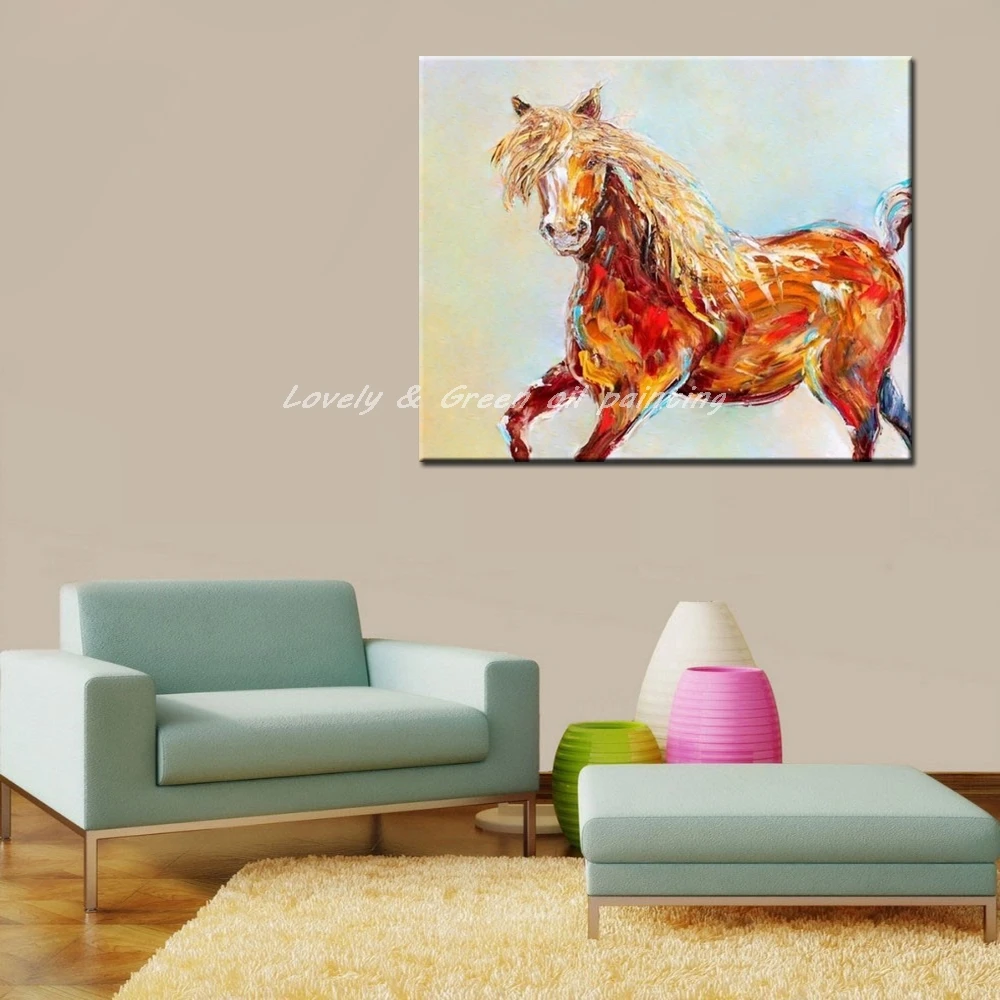 Ручная роспись холст картины ручная работа абстрактная Лошадь Животное масляная