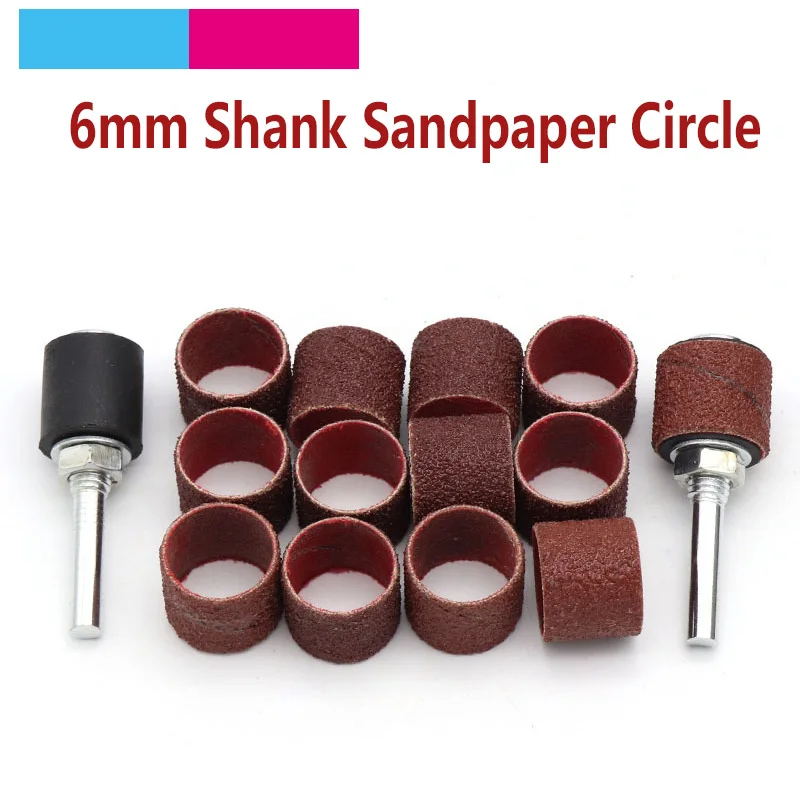 20pcs 6mm Shank Grinder Drum Sanding Sandpaper Circle Kit + 1pcs Rubber Drum Mandrel Sandpaper Circles Abrasive Tools