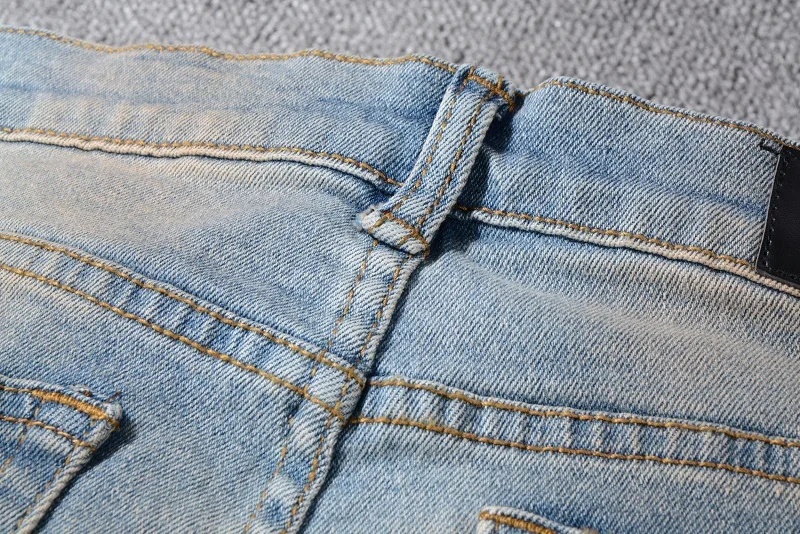 Черные противотуманные уличные мужские молнии slim fit Хлопок Деним рваные мыть старые повреждения отверстие джинсы 523