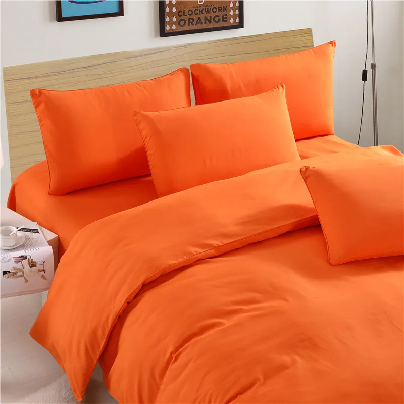 Набор постельного белья оранжевого цвета из 4 предметов для взрослых Комплект в