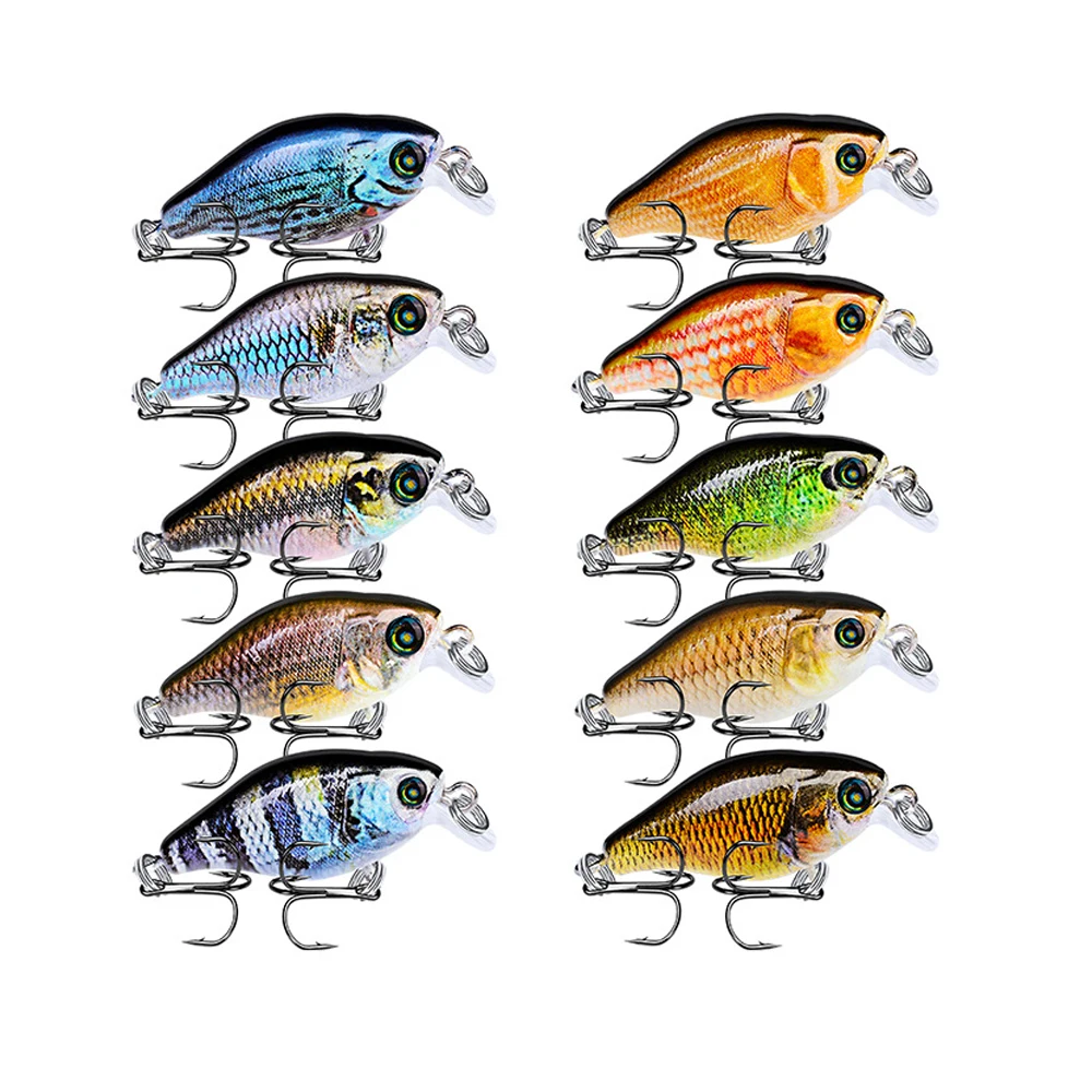 

10pcs Mini Crankbait Fishing Lure 45mm 4g Topwater Artificial Hard Bait Minnow Swimbait Trout Bass Carp Fishing Bionic painted