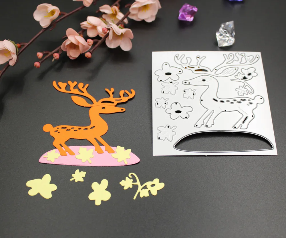 

Cute Sika Deer Metal Cutting Dies Stencils For DIY Scrapbooking Christmas Decorative Embossing Handcraft Die Cutting Template