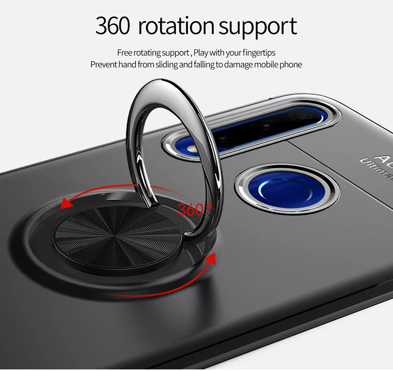 360 чехол с кольцом для huawei Honor 10i Honor 10 Lite 10i чехол с вращающимся металлическим магнитным силиконовым магнитным держателем из ТПУ