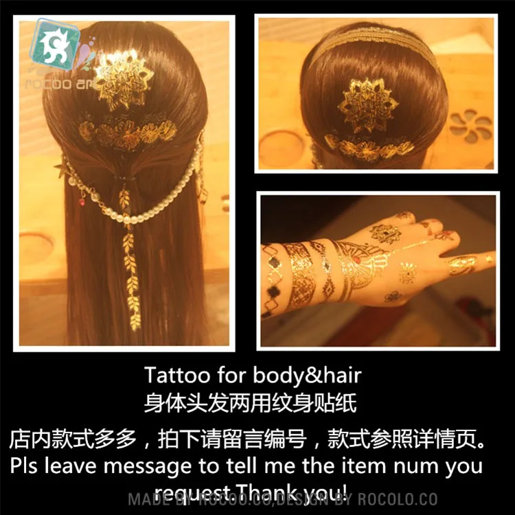 VT358/модные временные золотые татуировки лист из водонепроницаемого материала с