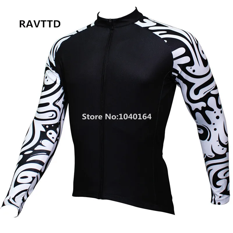 

Black White Men's Cycling Jersey Long Sleeve Outdoor Sports Bycle Cycling Clothing Quk Dry Riding Clothes Bike Shirt