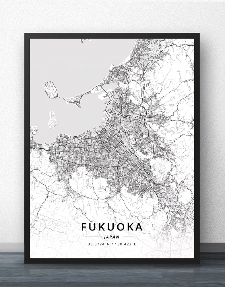 

Fukuoka Hiroshima Kumamoto Kyoto Nagoya Osaka Tokyo Japan Map Poster