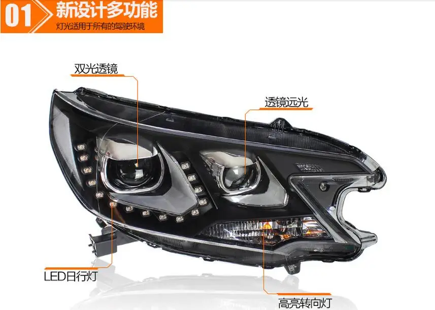 HID xenon 2012 ~ 2015 автомобильный Стайлинг для CRV головной светильник автомобильные