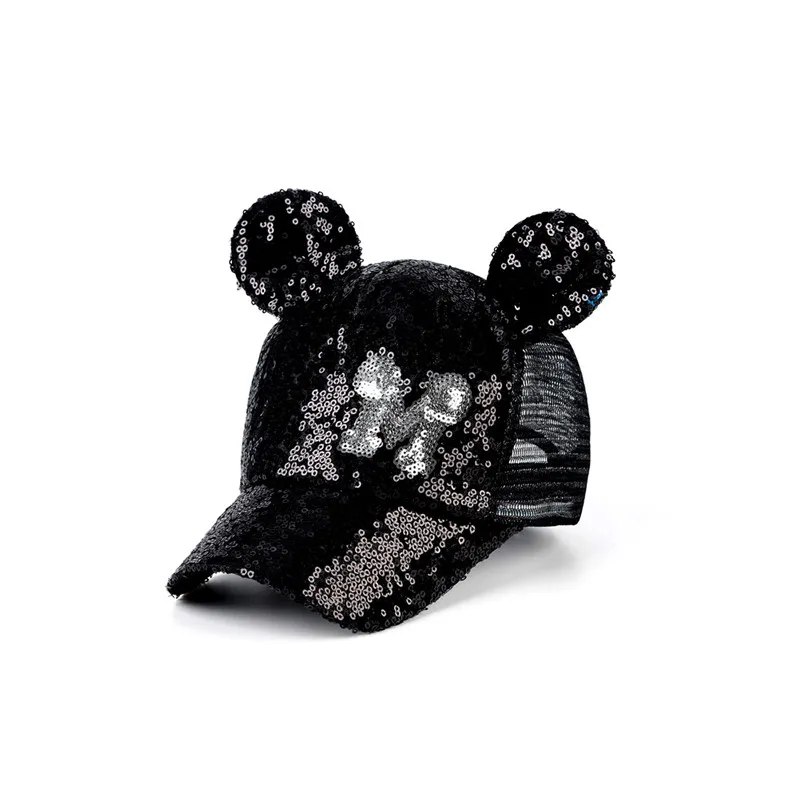 Light Black Горячие блестки ушные шапки Дети Snapback бейсбольная кепка с ушами смешные шляпы весна лето Хип Хоп мальчик шапки кепки s - Цвет: Light Black
