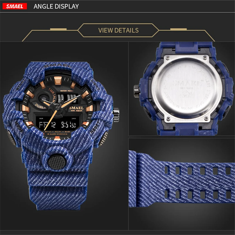 Часы наручные SMAEL мужские светодиодные спортивные аналоговые цифровые Модные