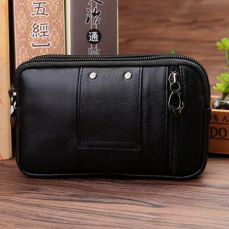 Мужская поясная сумка из натуральной кожи с крючком|waist bag|belt fanny packwaist bag genuine leather |