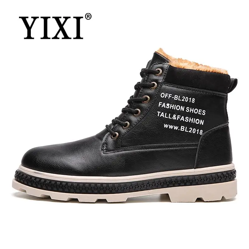 YIXI Brand Men's Boots Leather Winter Warm Shoes Motorcycle Mens Ankle Boot Doc Martins Autumn Men Botas Hombre |