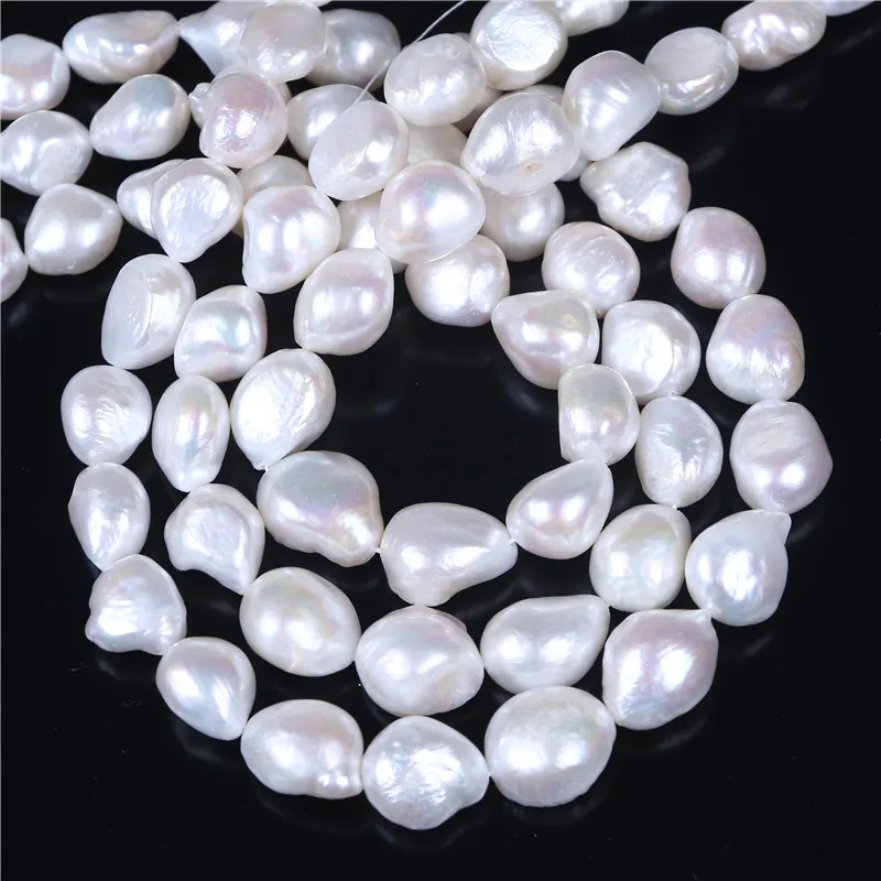 

DIY Necklace Bracelat Jewelry Making 11-12mm Baroque Shape White Cultured FreeForm Freshwater Pearl Loose Beads Strand 16"