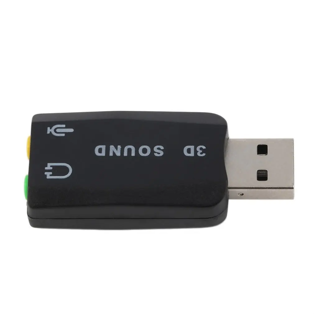 Durable Lightweight Plug& Play USB 2.0 to 3D for Mic Speaker Audio Headset Sound Card Adapter 5.1 Channels for PC Laptop Black