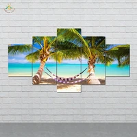 beaches sea hammock palms picture and poster canvas painting modern wall art print pop art wall pictures for living room 5 piece