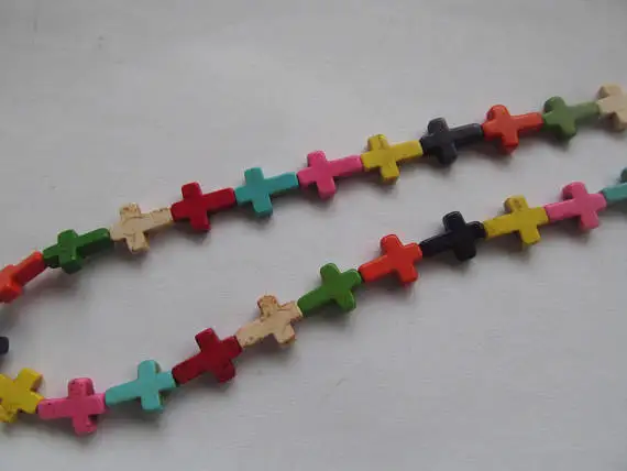 Полная прядь 16 дюймов howlite Бирюзовый камень бирюзовый крест подвеска