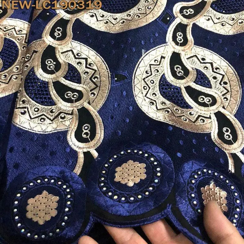 Королевский синий Высокое качество Стразы швейцарская вуаль кружевная ткань в