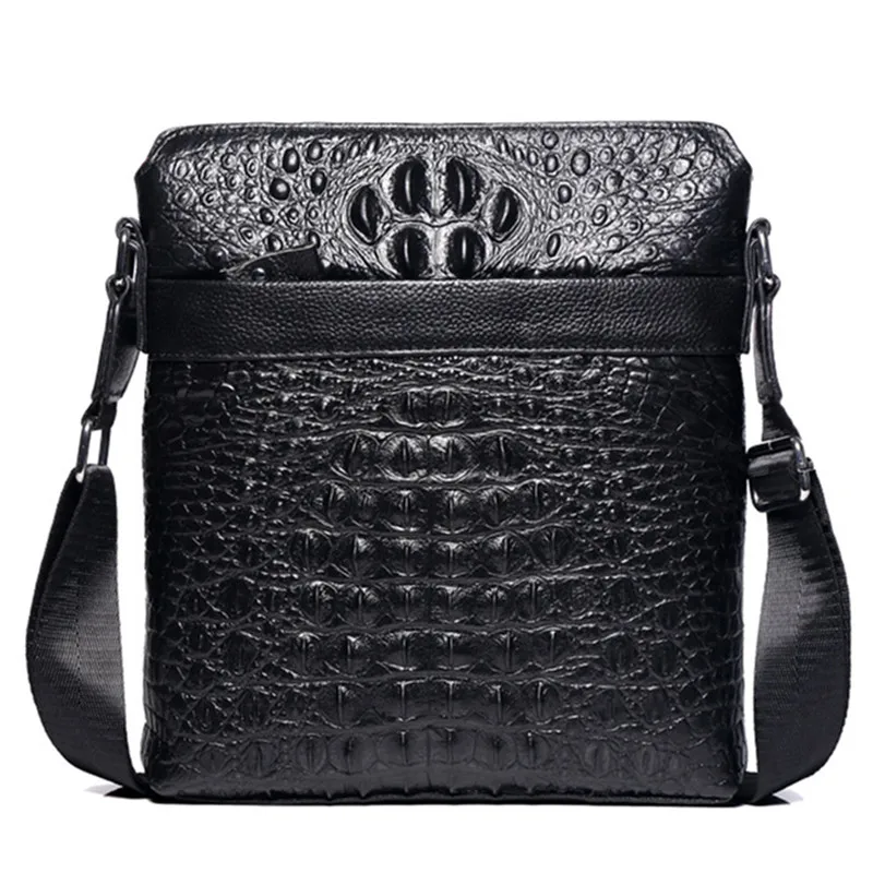 Crocodile Pattern Messenger Bag Men's Genuine Leather shoulder for men leather fashion Small Flap male Crossbody Bags handbags