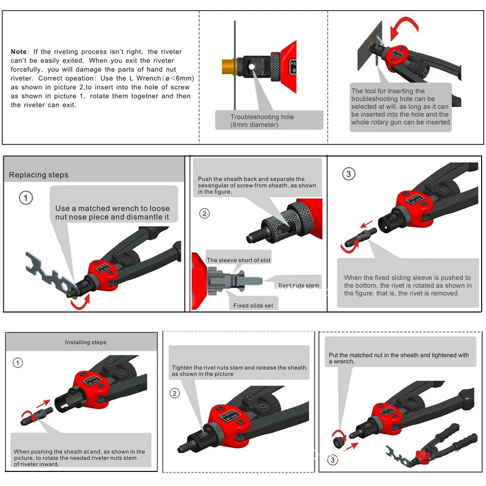 Riveter Gun Auto rivet tool 12&quot Blind Rivet Nut Heavy Hand INSER NUT Tool Manual Mandrels M3 M4 M5 M6 M8 M10 M12 BT-606 | Инструменты