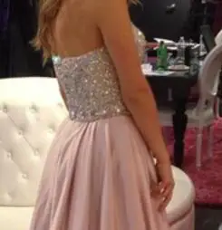 New Arrival Sparkle Beaded Sweetheart Taffeta Long Pink Prom Dresses Gowns 2016 Formal Evening Dress Graduation Party | Свадьбы и