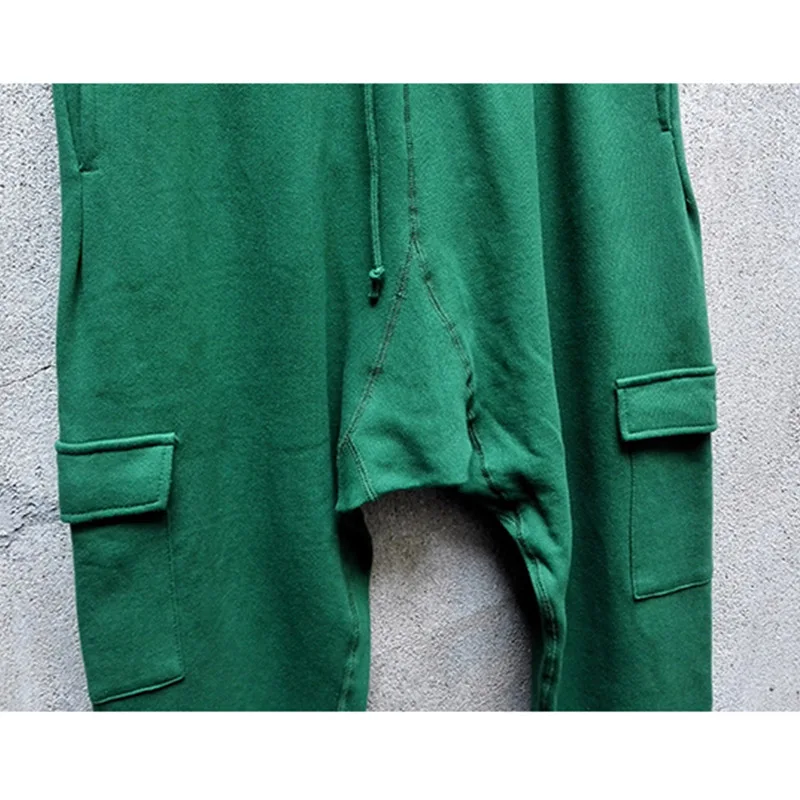 

Mens Harem Sweatpants Black / Green Jogger Pants 90% Cotton & 10% Polyester Multi-Pockets Joggers Elastic Waist Plus Size