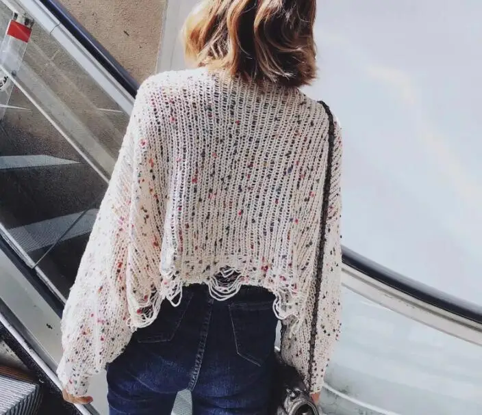2019 New Hollow Out Hole Color ball Chenille Sweater Loose Bat Sleeve Women Sweaters Boho Hippie O-Neck Pullovers Knitted Jumper | Женская