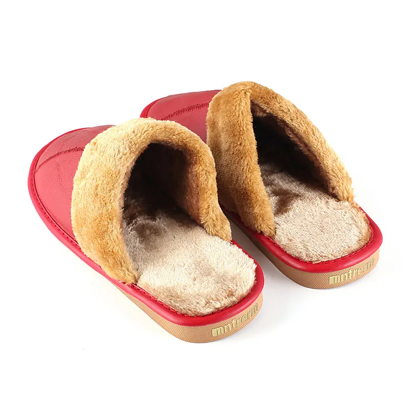 Зимние теплые домашние тапочки Mntrerm женские из натуральной коровьей кожи Pantufas