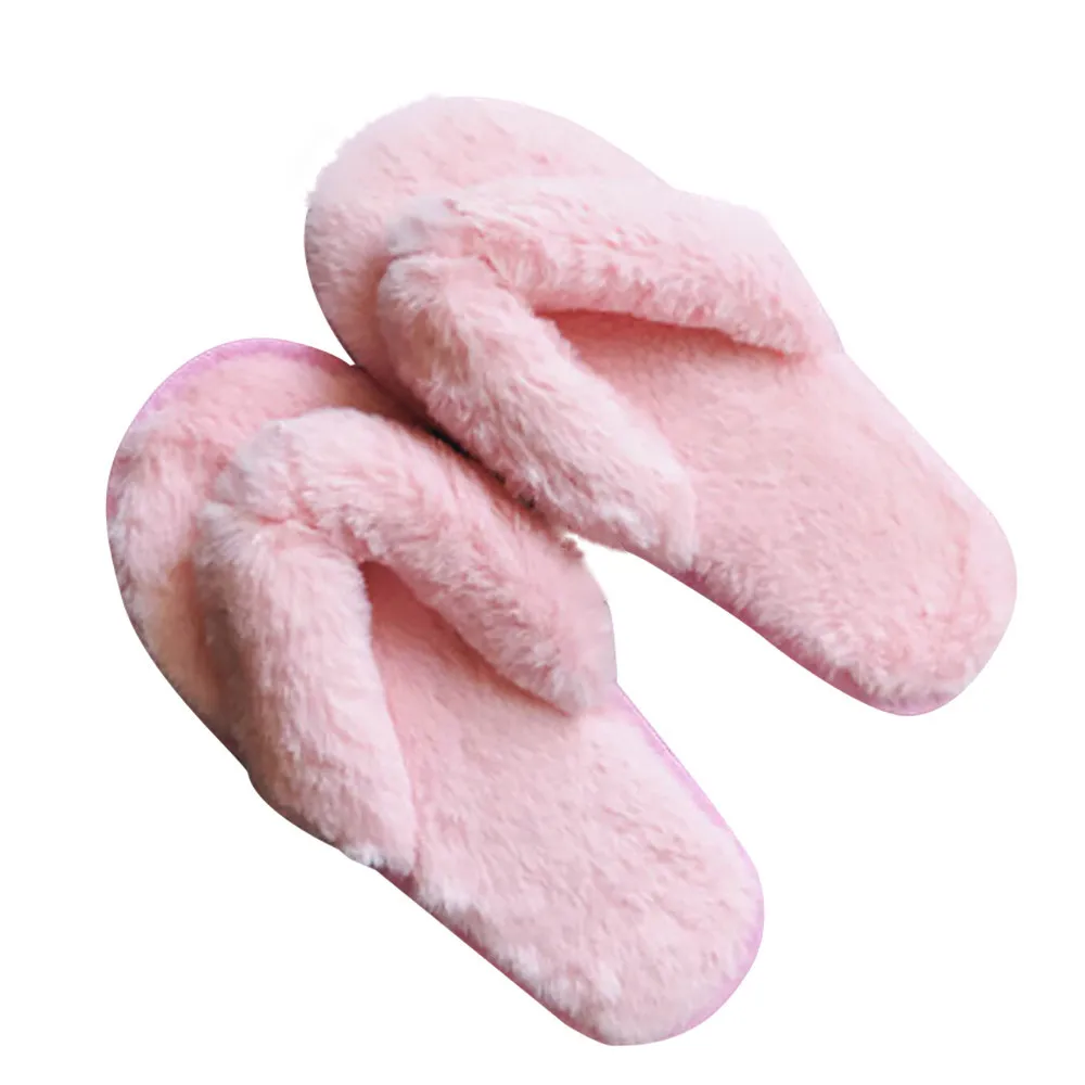 SAGACE/женские плюшевые Вьетнамки с искусственным мехом Домашние тапочки Домашняя