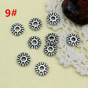 50Pcs Style 9 50 шт Тибетский Стиль сплав Маргаритка и Снежинка разделители Бусины Металлические бусины для изготовления ювелирных изделий 7~ 10 мм в диаметре античное серебро - Цвет: 50Pcs Style 9