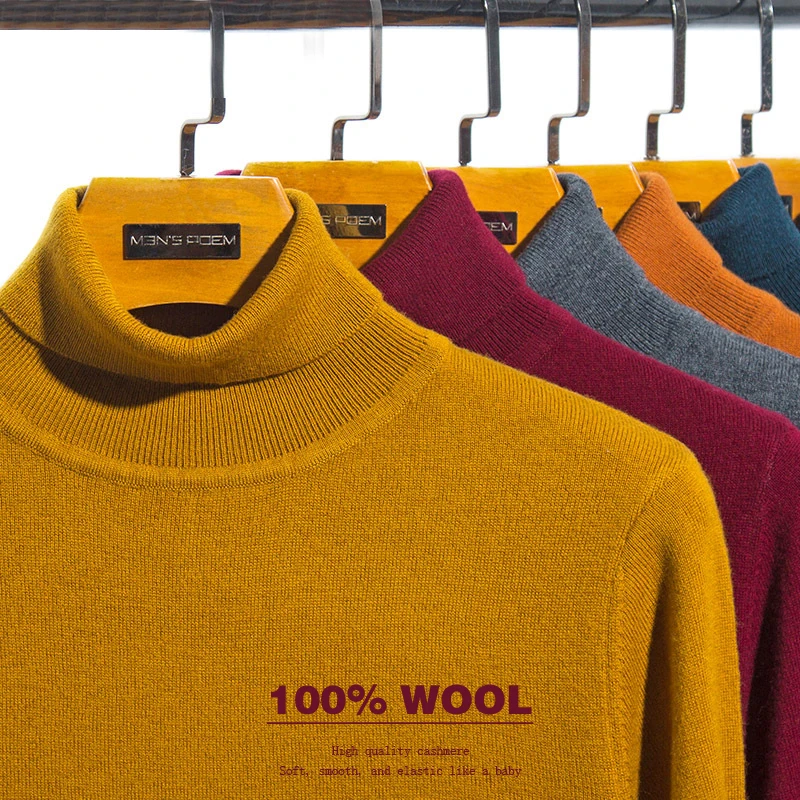 

Men's Turtleneck Sweater Autumn Winter New Casual Solid Color Warm Slim Fit Pullover Sweaters Male Brand Clothes