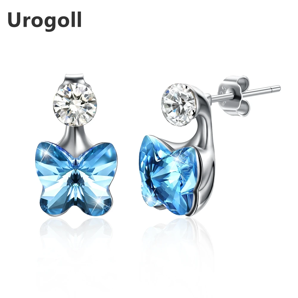 

Genuine Fine Jewelry 925 Sterling Silver Butterfly Crystal Stud Earrings for Womens Anniversary Silver 925 Jewelry Gifts