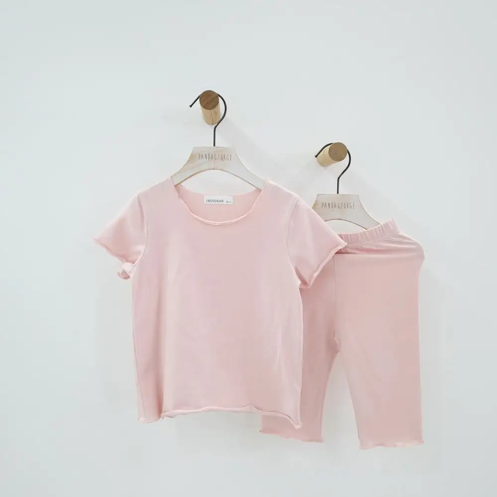 Light Pink Пижамный комплект для девочек; пижамы для девочек; коллекция года; летняя одежда для сна для малышей; детская одежда для сна; футболка+ брюки для детей 1-11 лет - Цвет: Light Pink