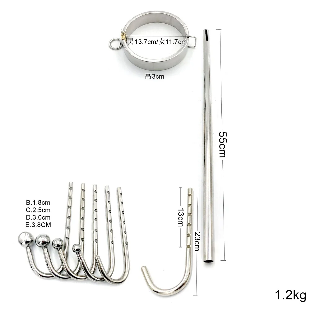 Stainless steel metal BDSM bondage collar anal hook butt plug slave lock restraint SM erotic Sex toy for couple game | Красота и
