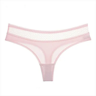 Pink Модное кружевное сексуальное женское нижнее белье, женские бесшовные трусы, хлопковые трусики с дырочками размера плюс, сексуальные стринги для женщин - Цвет: Pink