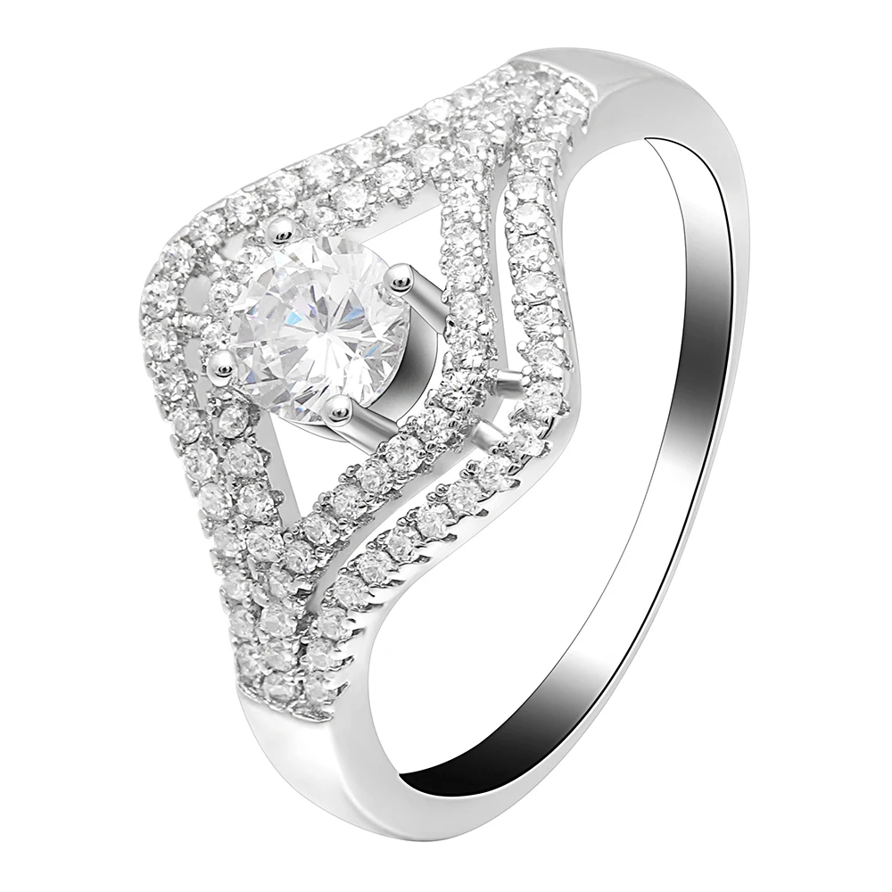 

Top Quality Fashion Fine Rings Jewelry Dazzling Oval Zircon Silver Color Rings Angel's Eye Shape Wedding Bride Rings For Women