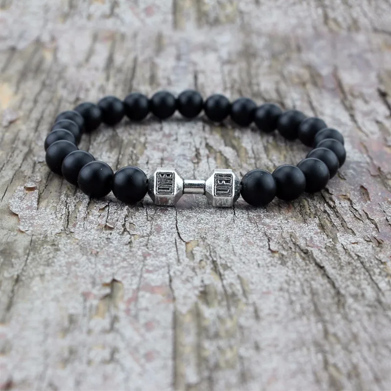 YIZIZAI оптовая продажа штанги и черные матовые бусины из лавы модные браслеты для