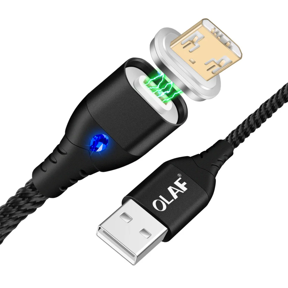 Магнитный Micro USB кабель OLAF со светодиодной подсветкой для Samsung S7 Sony LG 1 м быстрой