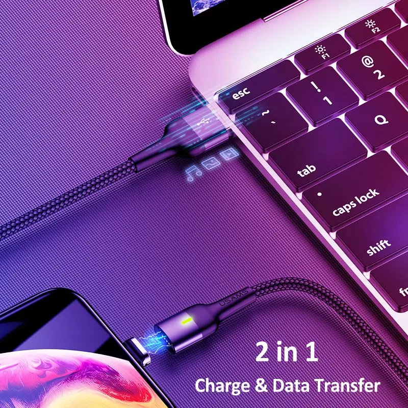 USAMS Магнитный кабель Micro usb Type C 3A для быстрой зарядки iPhone магнитное зарядное